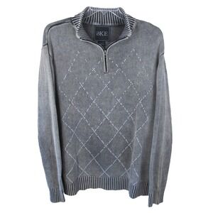 BKE Buckle 1/4-Zip‎ Long-Sleeve Mock-Neck Knit Sweater Men's Size XL Gray Cotton